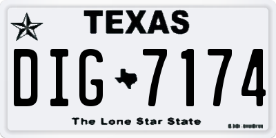 TX license plate DIG7174