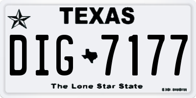 TX license plate DIG7177