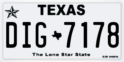 TX license plate DIG7178