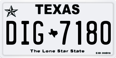 TX license plate DIG7180