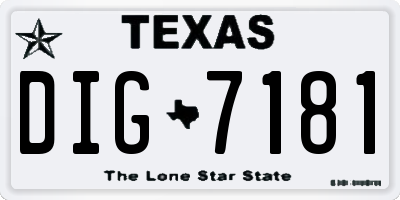 TX license plate DIG7181