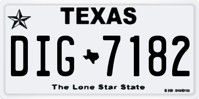TX license plate DIG7182