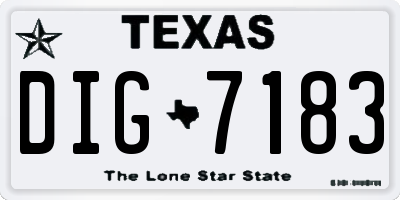 TX license plate DIG7183