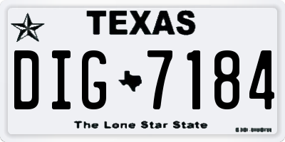 TX license plate DIG7184