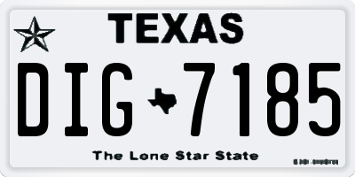 TX license plate DIG7185