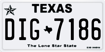 TX license plate DIG7186