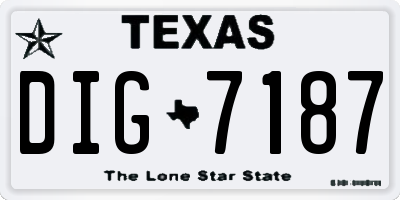 TX license plate DIG7187
