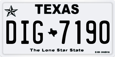 TX license plate DIG7190