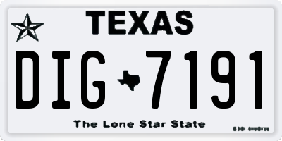 TX license plate DIG7191