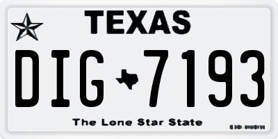 TX license plate DIG7193