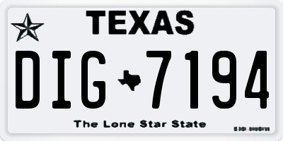 TX license plate DIG7194