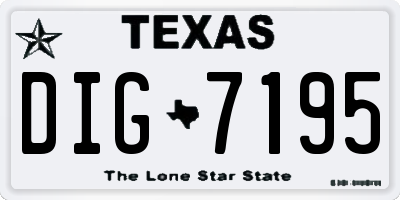 TX license plate DIG7195