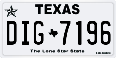 TX license plate DIG7196