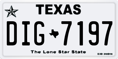 TX license plate DIG7197