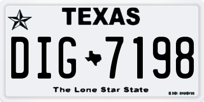 TX license plate DIG7198