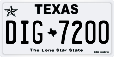 TX license plate DIG7200