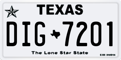 TX license plate DIG7201