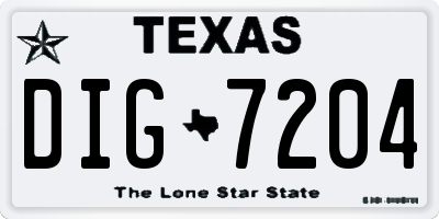 TX license plate DIG7204