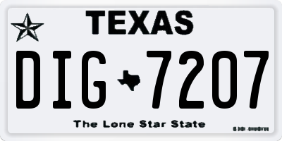TX license plate DIG7207