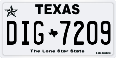 TX license plate DIG7209