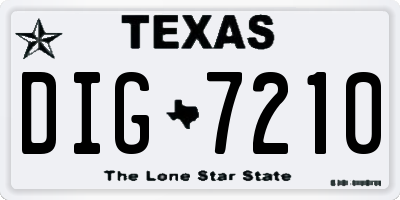 TX license plate DIG7210
