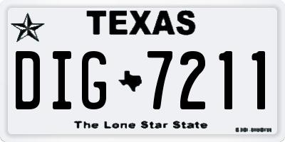 TX license plate DIG7211