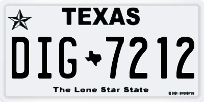 TX license plate DIG7212