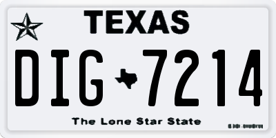 TX license plate DIG7214
