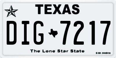 TX license plate DIG7217