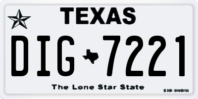TX license plate DIG7221