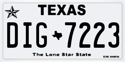 TX license plate DIG7223