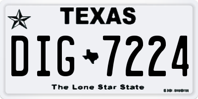 TX license plate DIG7224
