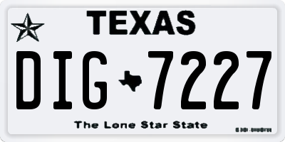 TX license plate DIG7227
