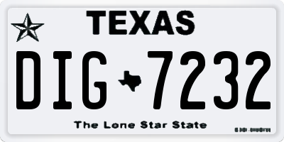 TX license plate DIG7232