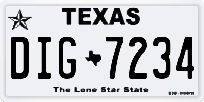 TX license plate DIG7234