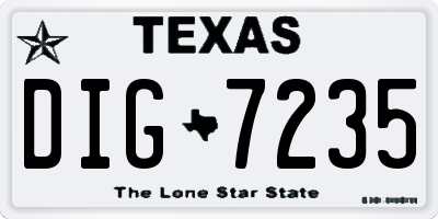 TX license plate DIG7235