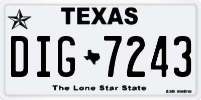 TX license plate DIG7243