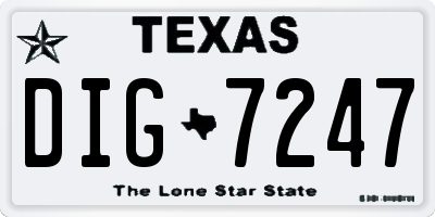TX license plate DIG7247