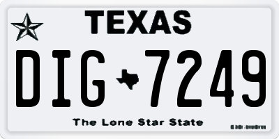 TX license plate DIG7249