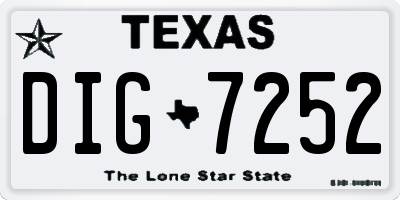 TX license plate DIG7252