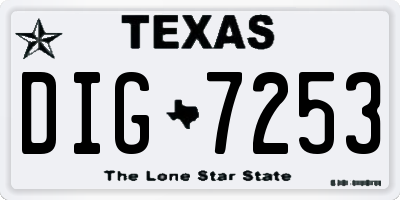 TX license plate DIG7253