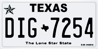 TX license plate DIG7254