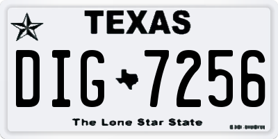 TX license plate DIG7256