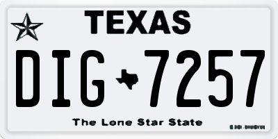 TX license plate DIG7257