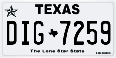 TX license plate DIG7259