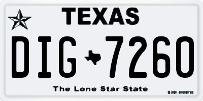 TX license plate DIG7260