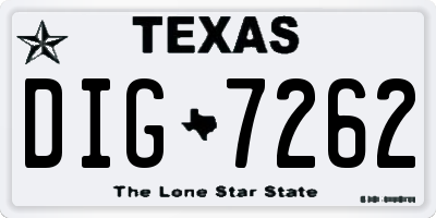TX license plate DIG7262