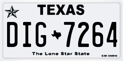 TX license plate DIG7264