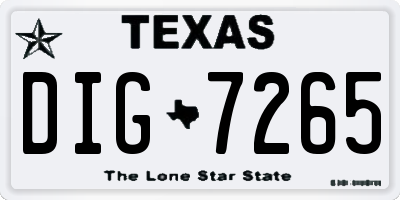 TX license plate DIG7265