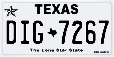TX license plate DIG7267